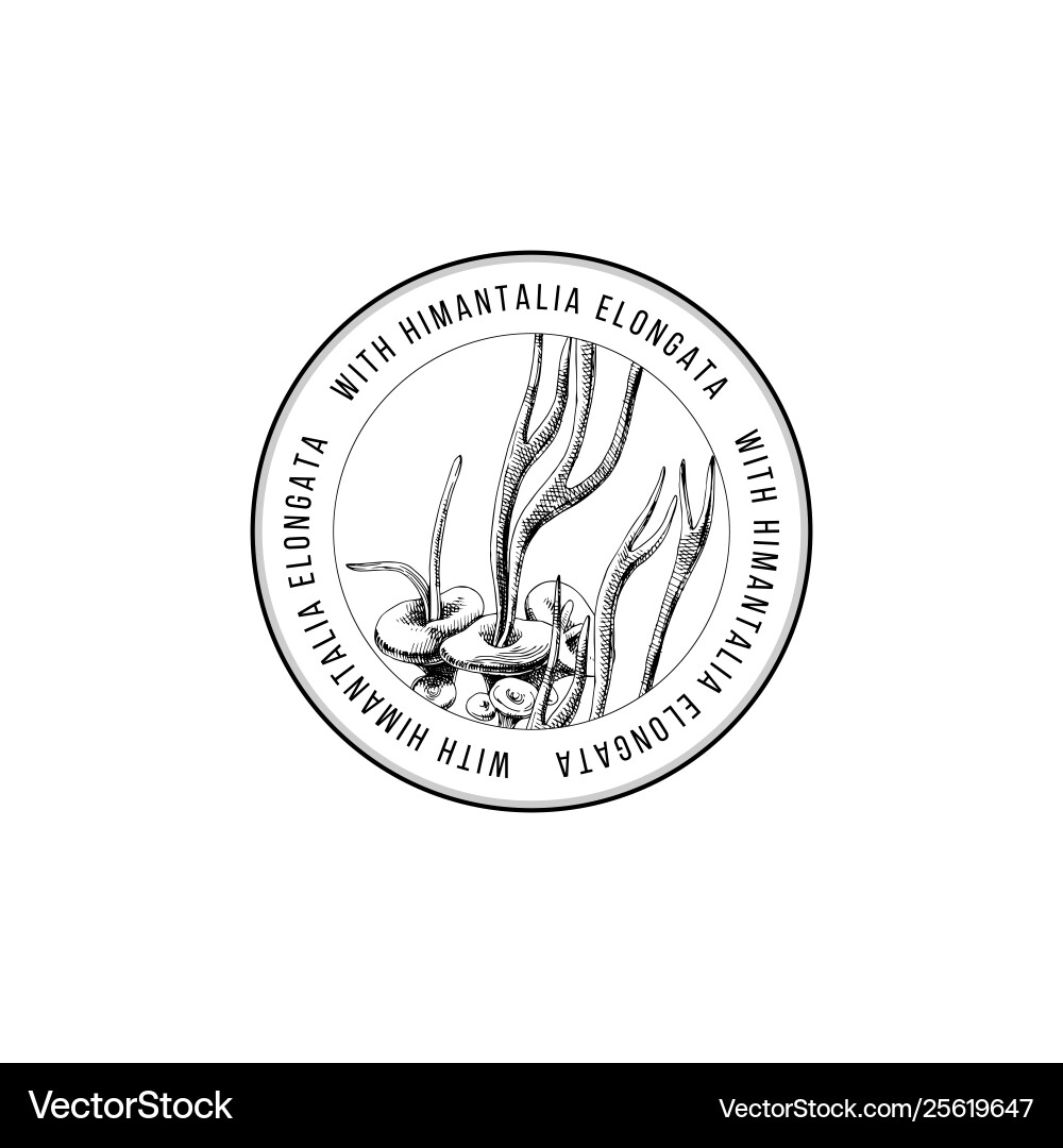Rundes Emblem mit Hand gezeichnet ihmantalia elongata Rundes Emblem mit Hand gezeichnet ihmantalia elongata vektorbild