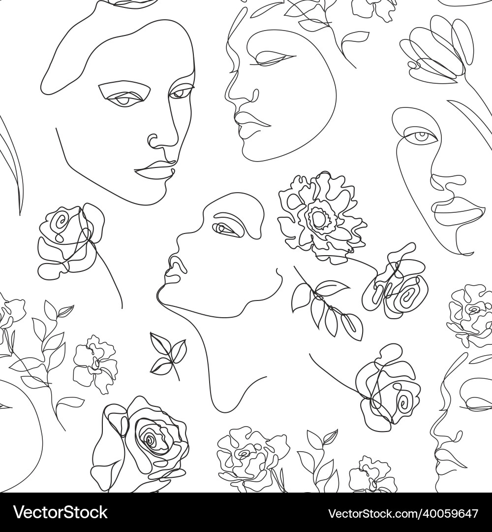 Seamless pattern continuous line art Seamless pattern continuous line art Vector Image