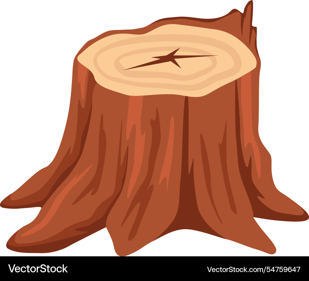 Tree stump resulting from deforestation process vector image