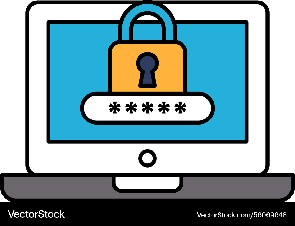 A laptop screen with password lock Vector Image