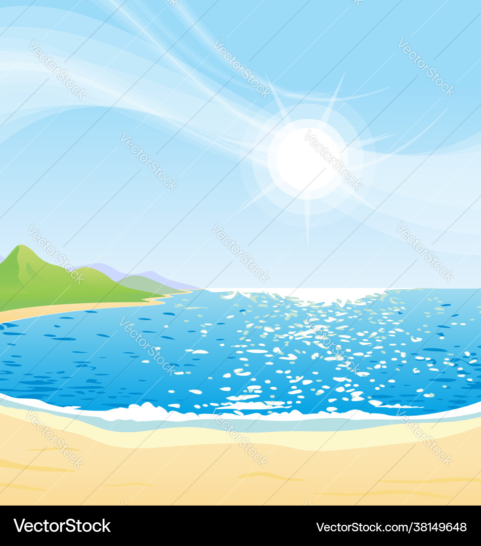 Beautiful sunny day at beach bay Beautiful sunny day at beach bay vector image