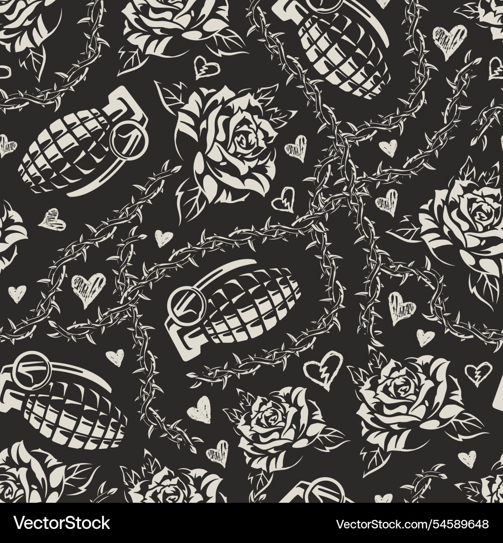 Black floral and grenade pattern design Royalty Free Vector