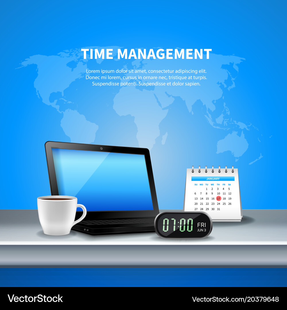 Blue Time Management Workplace Royalty Free Vector Image