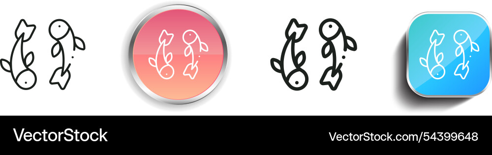 Gold fish icon thin linear regular and button vector image