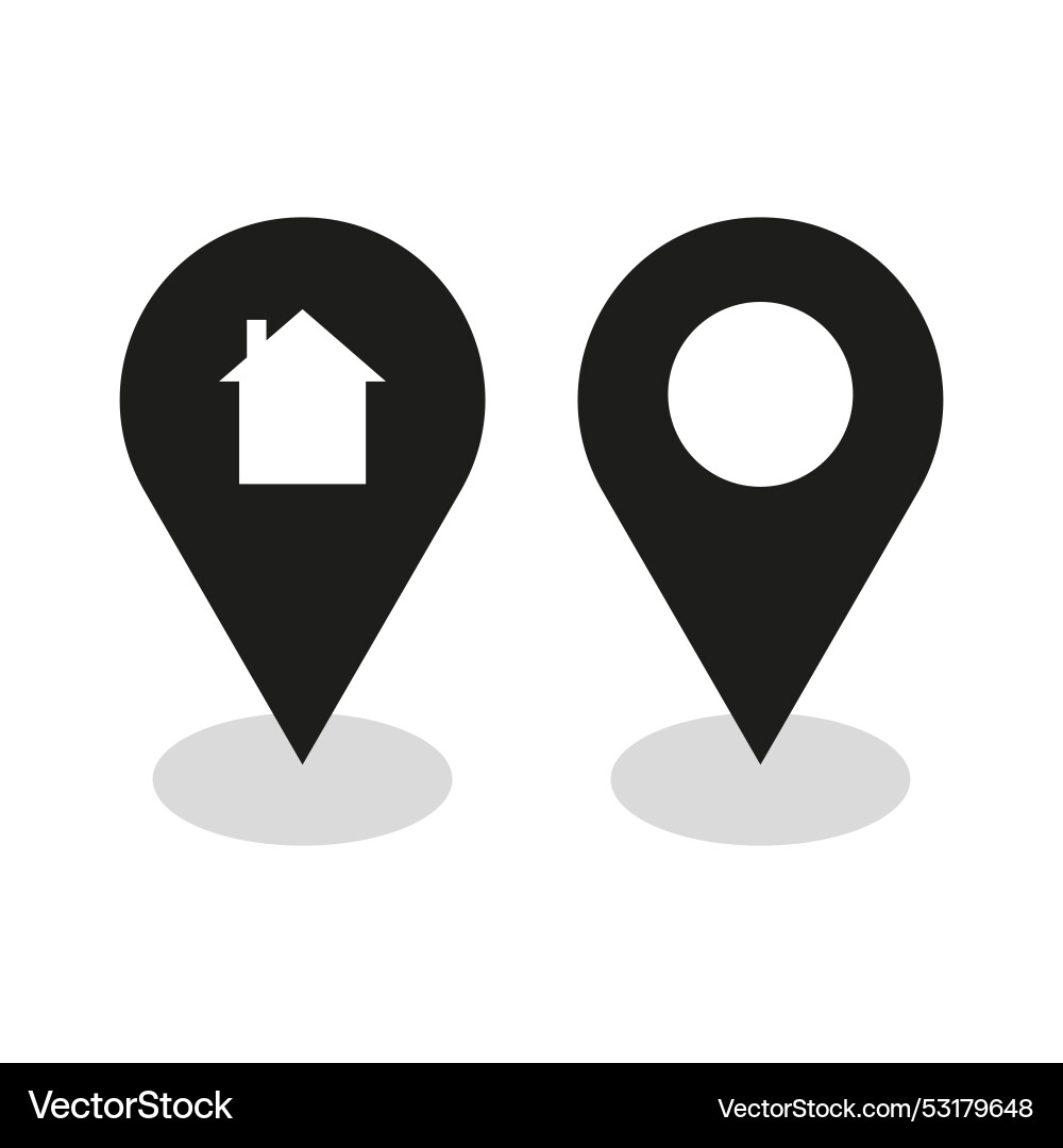 House icon on round pin map marker pointer sign Vector Image