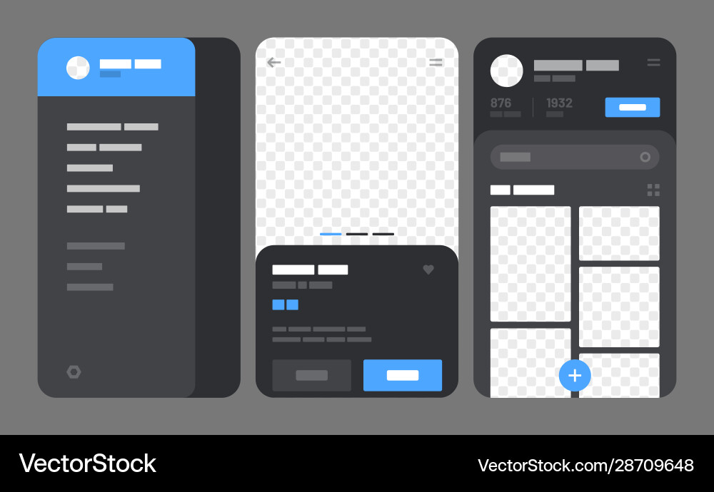 Mobile App Konzept Flussdiagramm mit ui Elementen Vektorbild