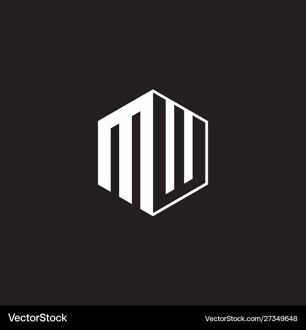 Modern Monogram Logo - MW Initial Hexagon vector image