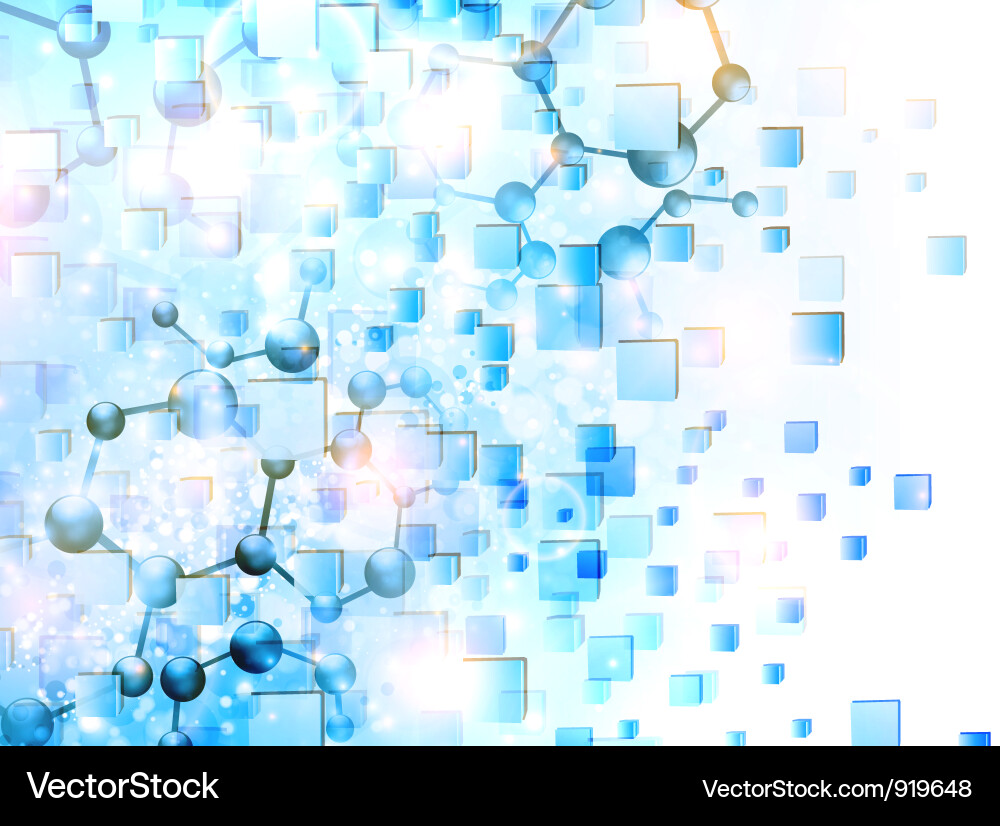 Molecular Structure with Cube Background vector image