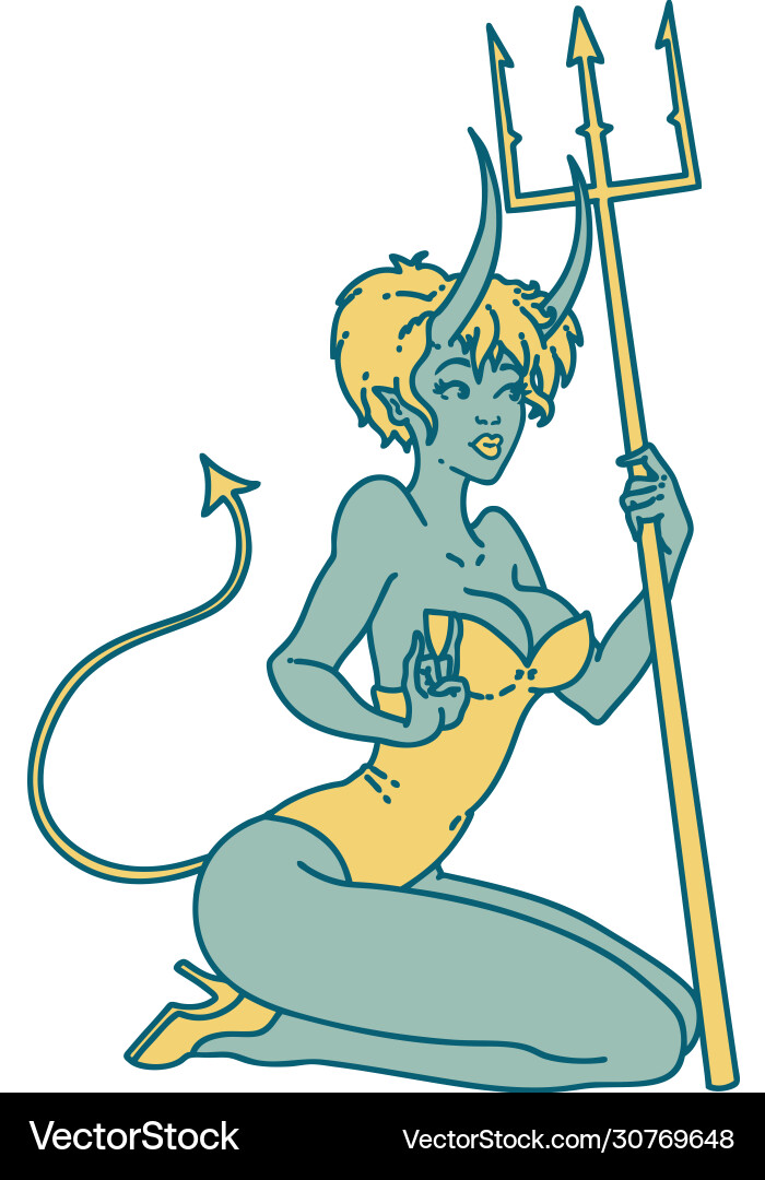 Retro Pinup Devil Girl Vector Image