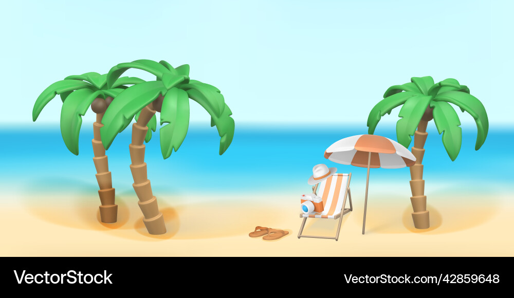 Summertime background summer 3d realistic render