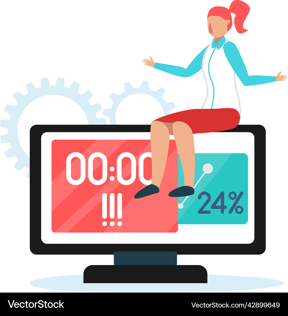 Computer time management composition Computer time management composition Vector Image