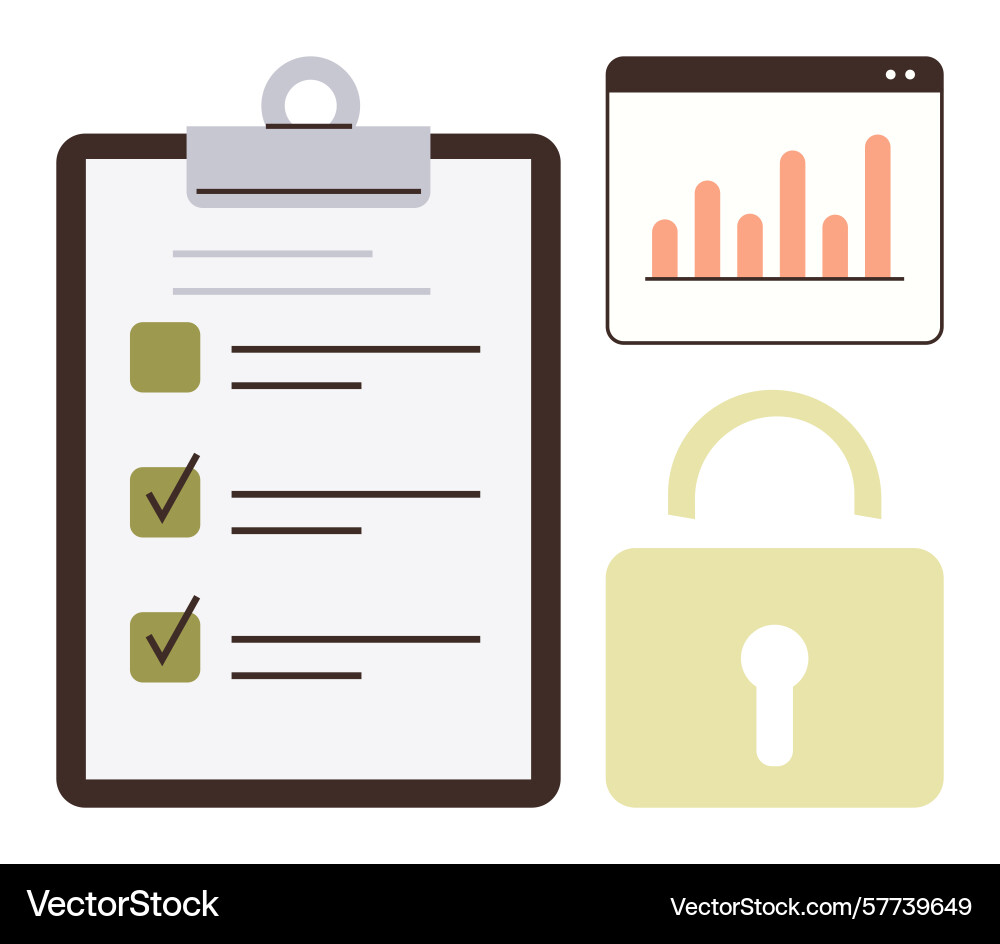 Data security and task management concept with vector image