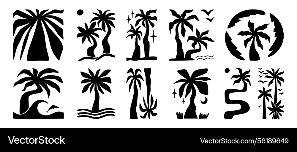 Doodle hand drawn palms boho trendy bold Doodle hand drawn palms boho trendy bold vector image