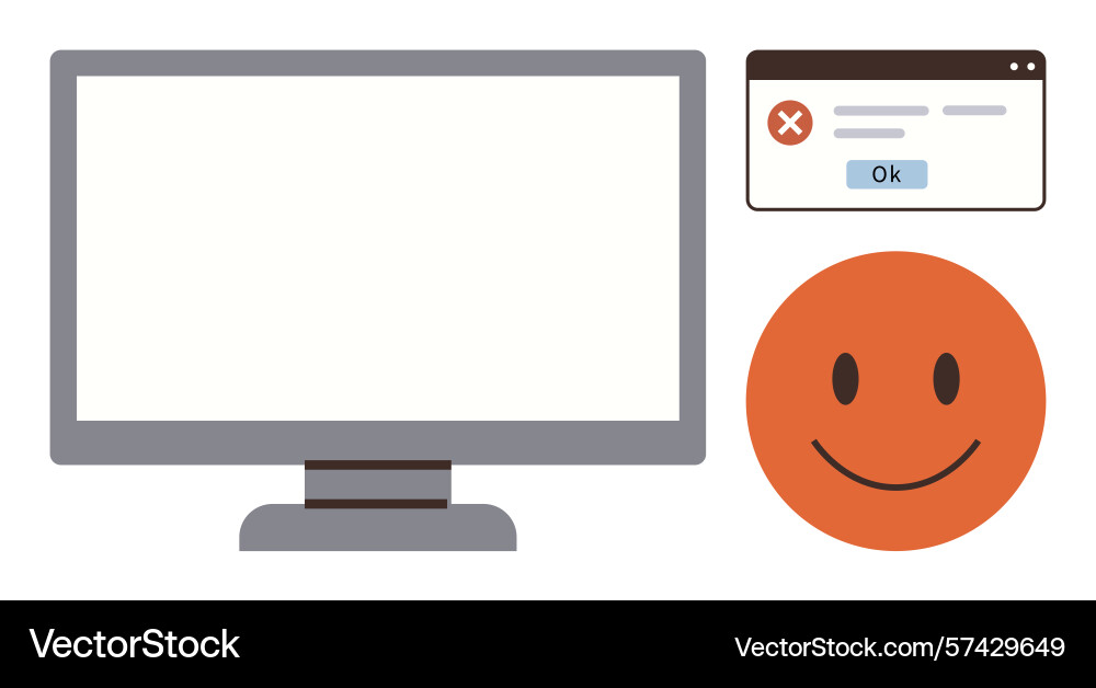 Error message displayed on computer screen Error message displayed on computer screen vector image