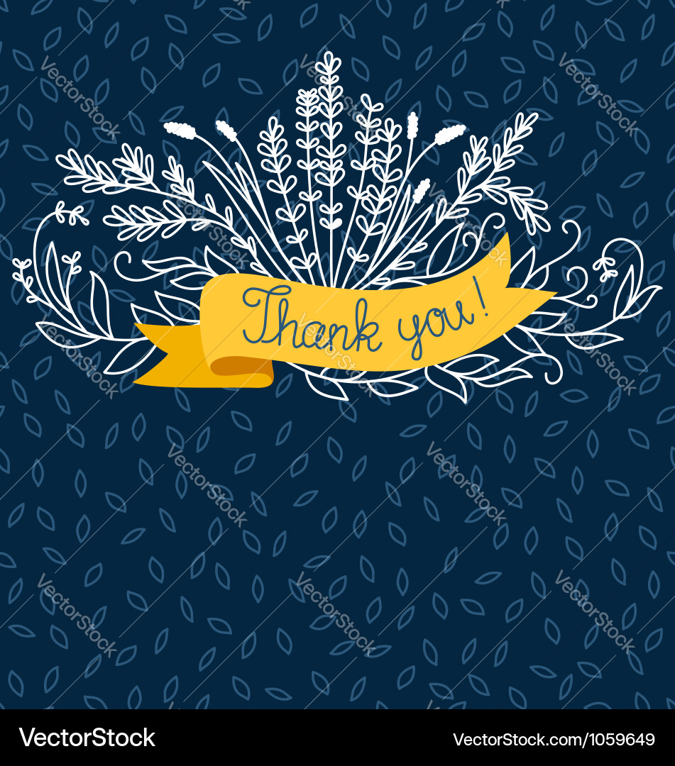 Floral Thank You Card Template Vector Image