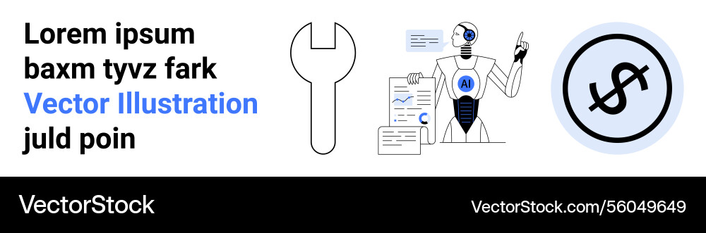Futuristic robot analyzing data with tools Futuristic robot analyzing data with tools Vector Image