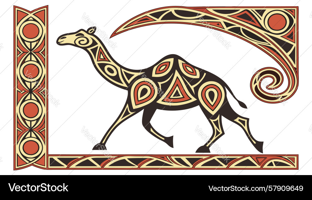 Graceful camel with tribal patterns design Vector Image