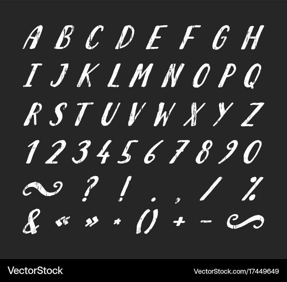 Grunge Punctuation Handwritten Font vector image