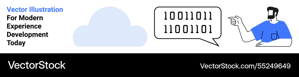 Man discussing cloud technology with binary Man discussing cloud technology with binary vector image