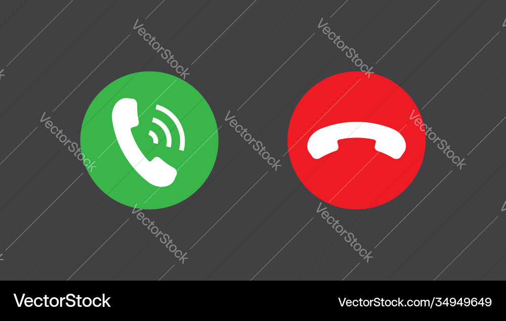 Phone Call Icons: Accept & Decline Vector Image