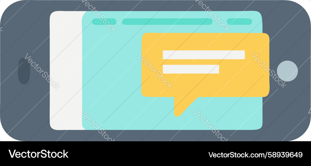Smartphone displaying a message bubble icon Vector Image