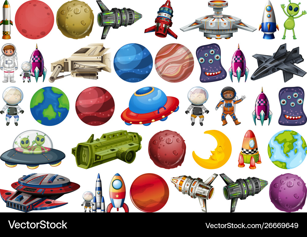 Space Planets and Objects Collection vector image