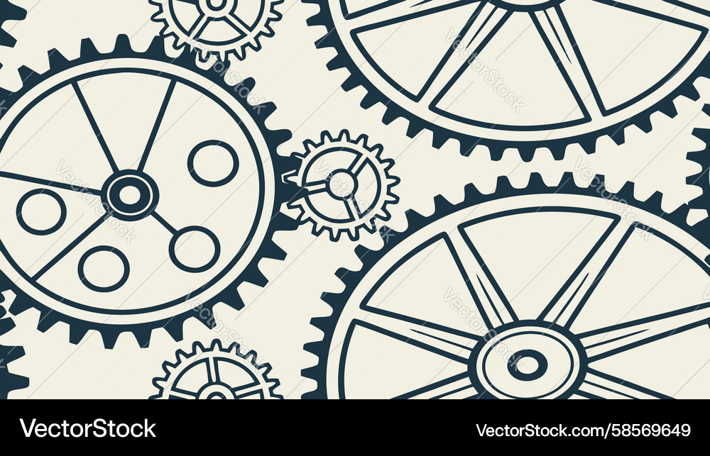 Steampunk Gears & Cogs Pattern Vector Image