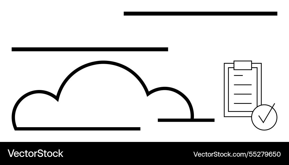 Cloud storage concept with checklist emphasizing Cloud storage concept with checklist emphasizing vector image