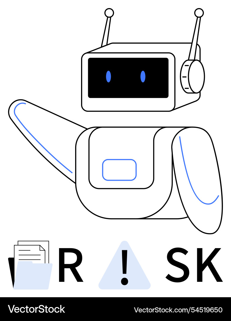 Friendly robot with antennae indicating data Friendly robot with antennae indicating data vector image