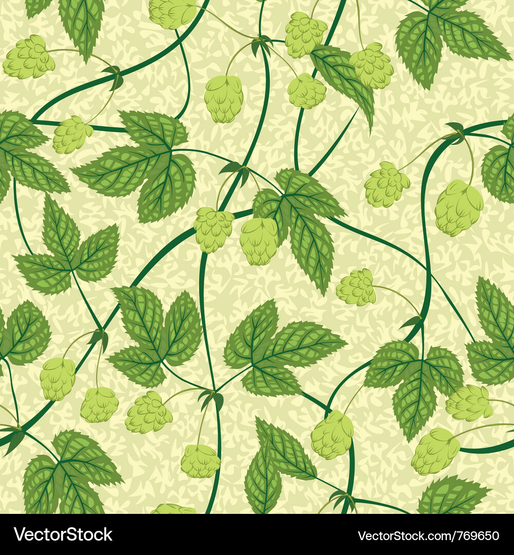 Hop Vine Seamless Pattern Vector Image