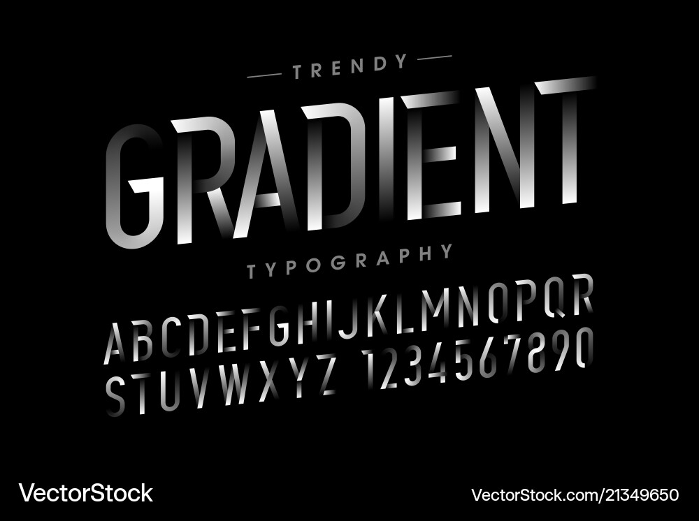 Modern Gradient Font – Letters & Numbers vector image