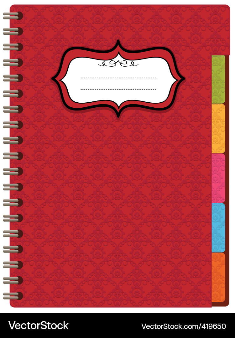 Red Spiral Notebook with Label vector image