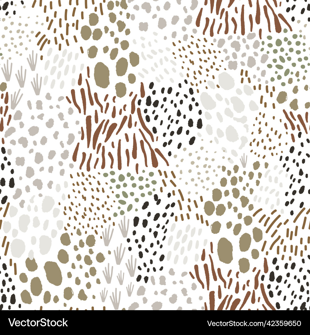 Seamless animal hand drawn pattern wild print Seamless animal hand drawn pattern wild print vector image