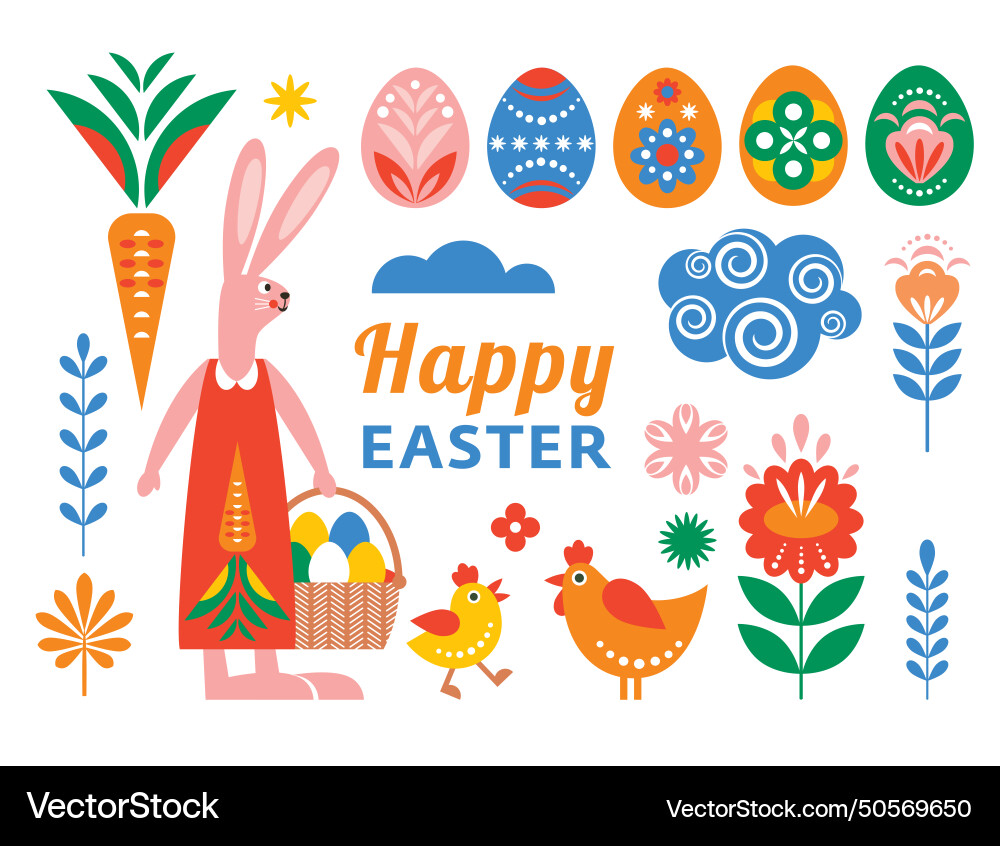 Set of easter elements Set of easter elements vector image
