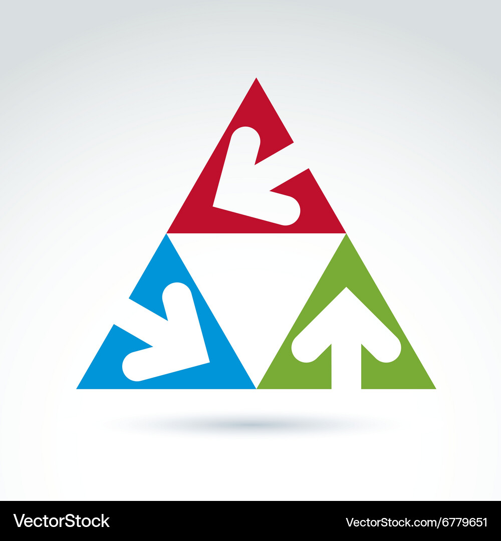 Abstract emblem with three multidirectional arrows Vector Image