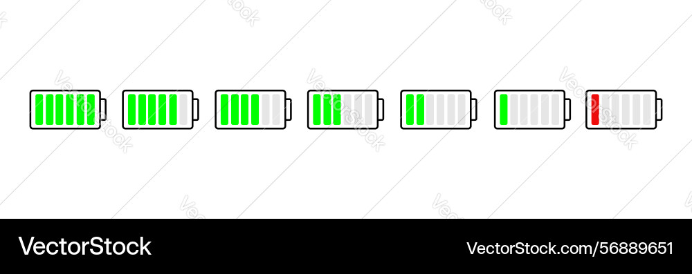 Battery level indicator set of power icons Vector Image