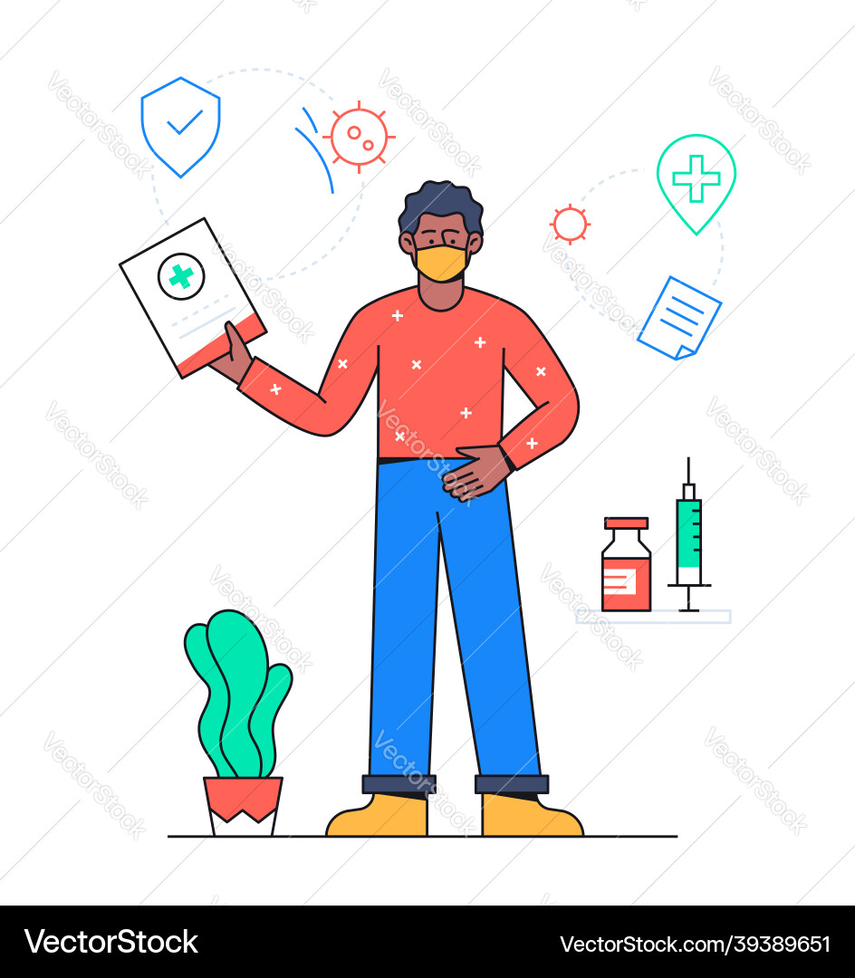 Covid19-19 vaccination - line design style colored Covid19-19 vaccination - line design style colored vector image