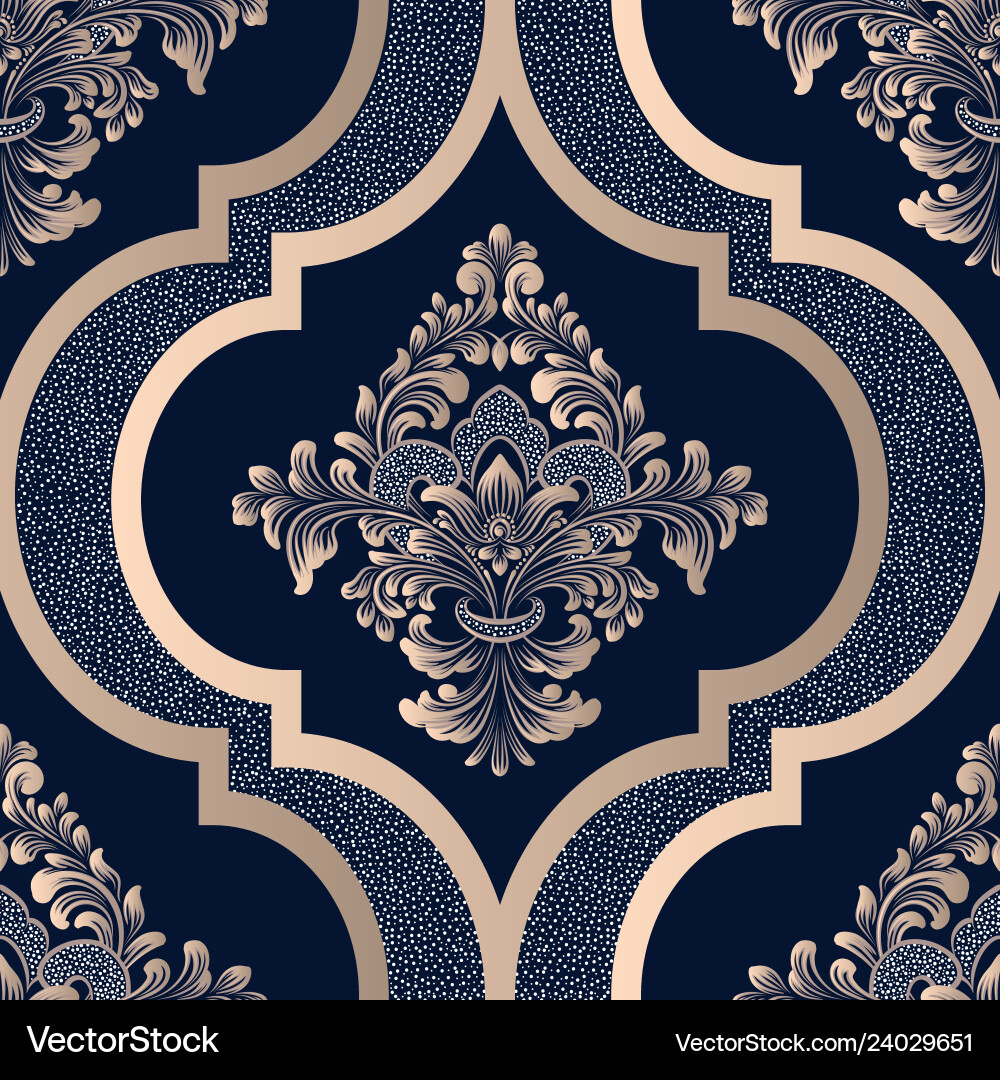 Damask seamless pattern element classical Damask seamless pattern element classical vector image