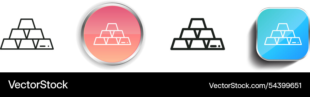 Gold ingot icon thin linear regular and button vector image