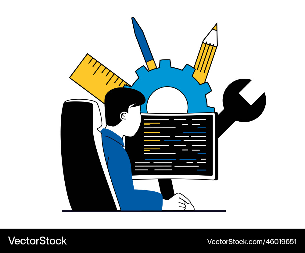 Web Development Character Scene vector image