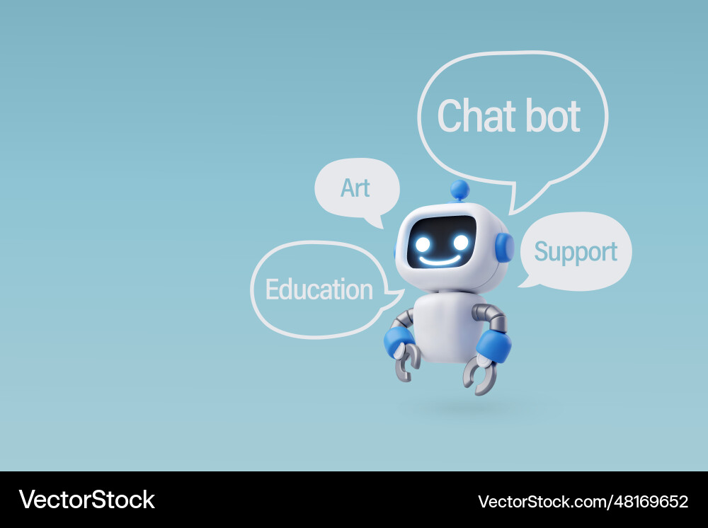 3D Robot AI Chatbot Vector Image