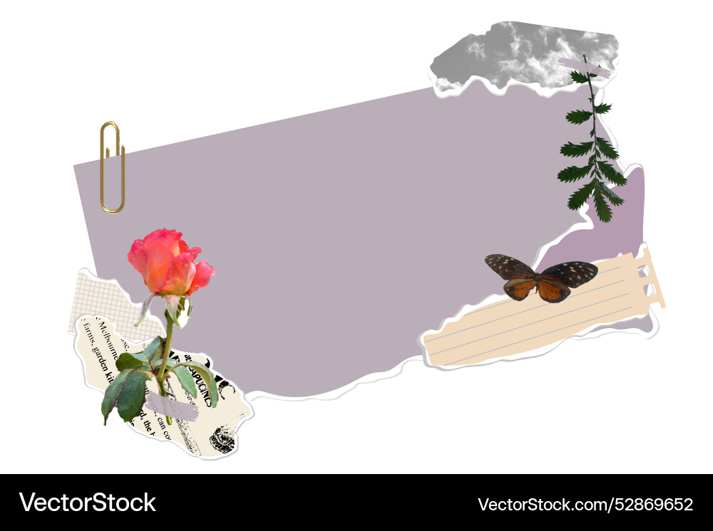 Banner collage of torn paper and flowers Banner collage of torn paper and flowers vector image