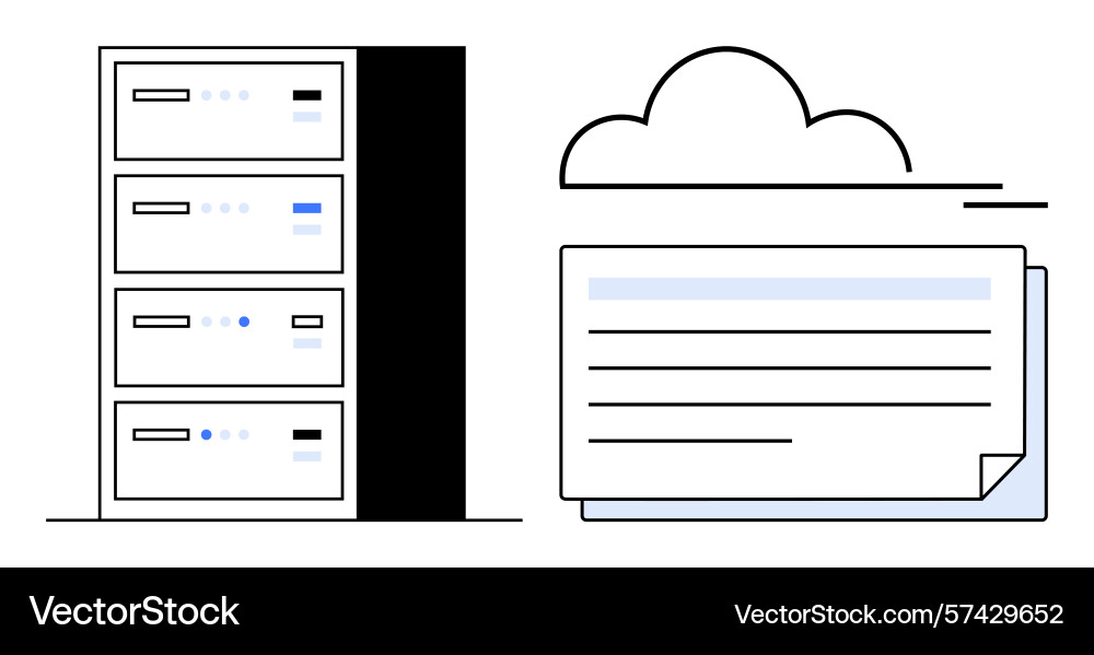 Cloud storage system linking datacenter servers Cloud storage system linking datacenter servers vector image