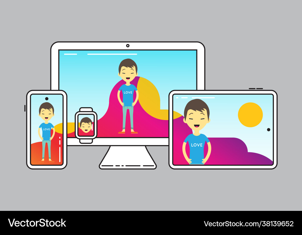 Cross-platform app cross platforming devices Cross-platform app cross platforming devices vector image