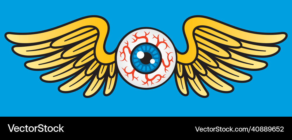 Flying eyeball graphic vector image