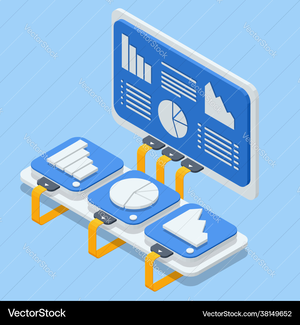 Isometric Data Upload & Download vector image