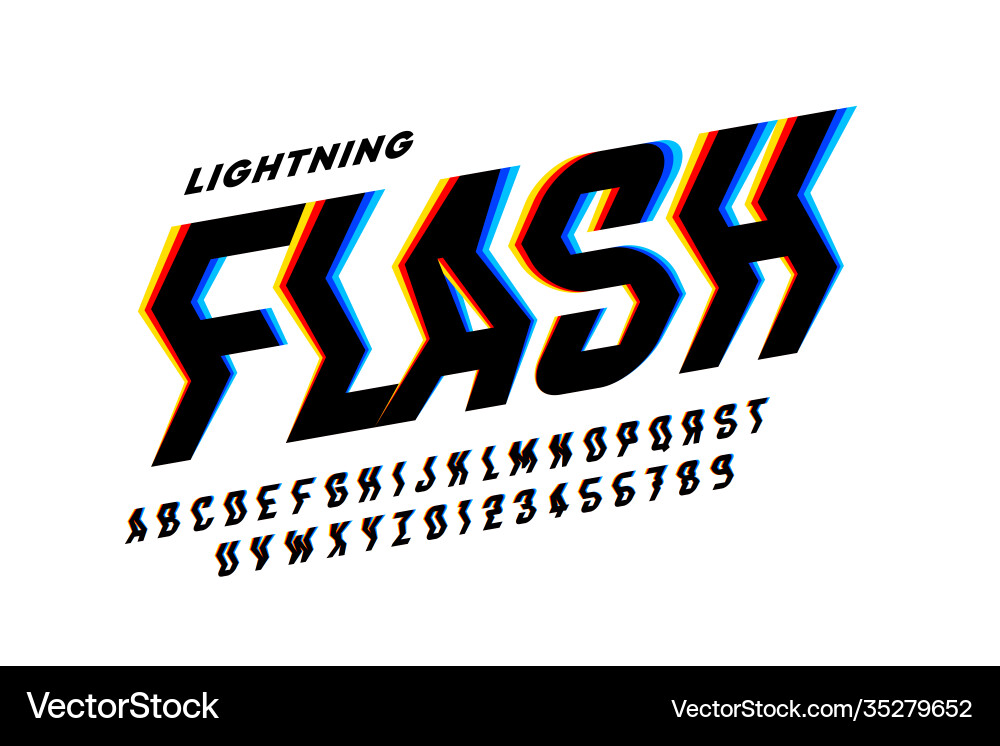 Lightning flash style font alphabet letters Lightning flash style font alphabet letters Vector Image