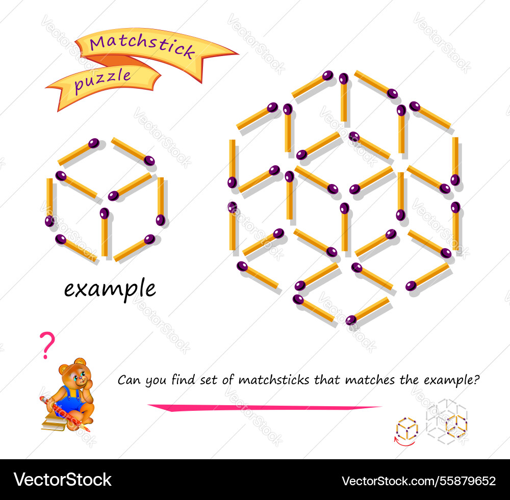 Logic puzzle game with matches for smartest can Vector Image
