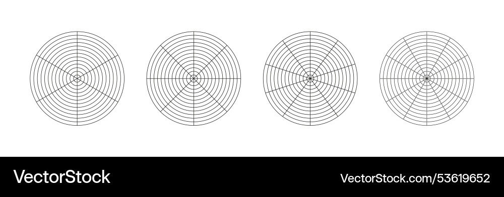 Polar grid with segments concentric circles Polar grid with segments concentric circles vector image