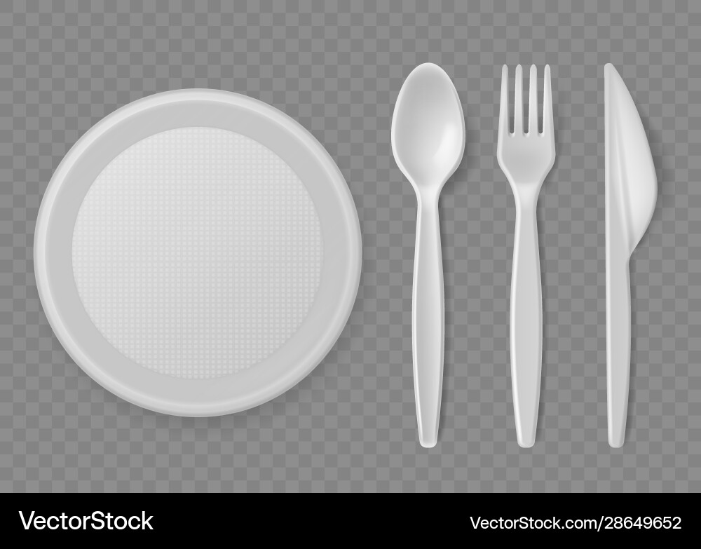 Realistic Plastic Cutlery Set Vector Image